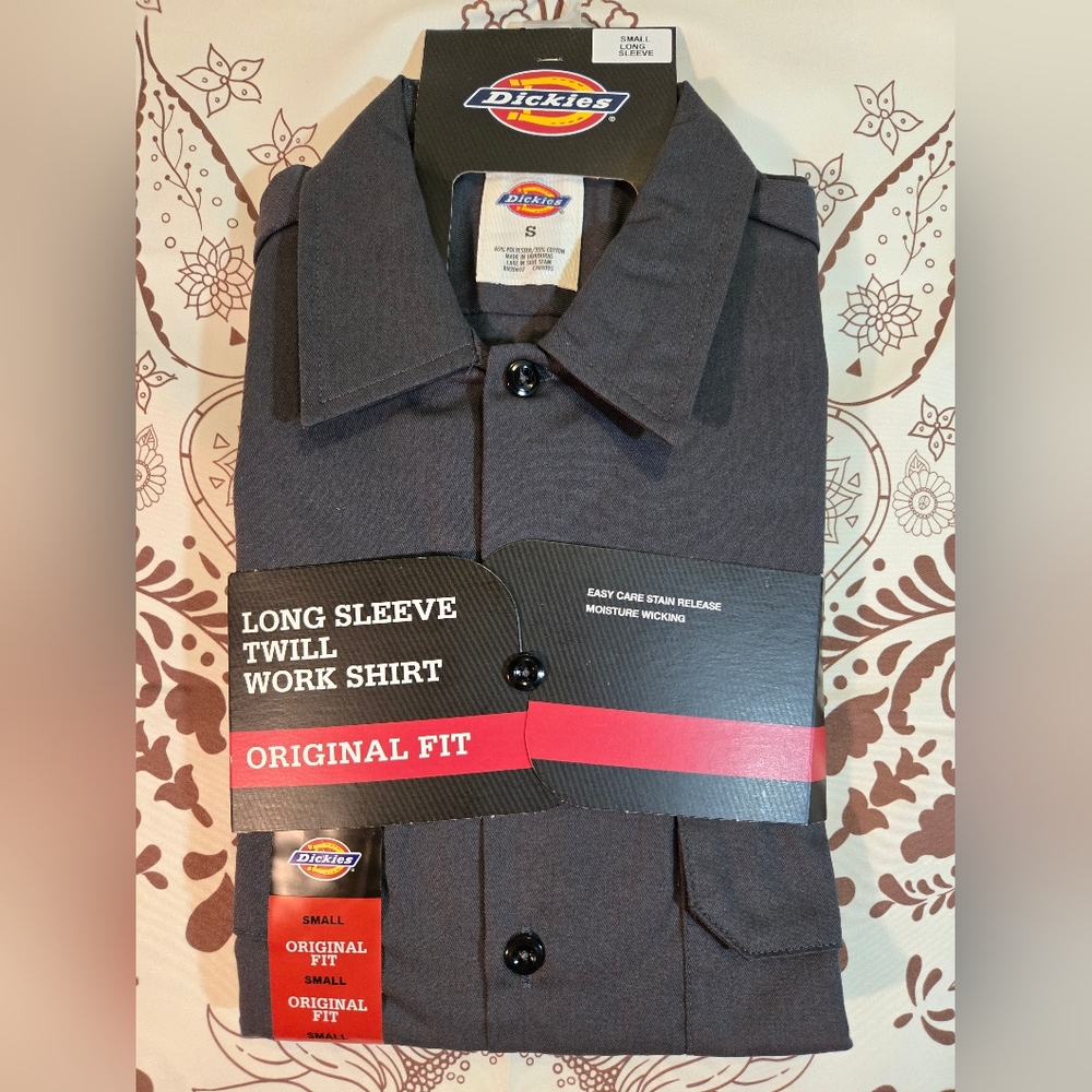 Dickies Gray Long Sleeve Twill Work Shirt